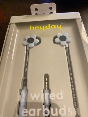 heyday™ Floral Wired Earbuds in light blue. NWT